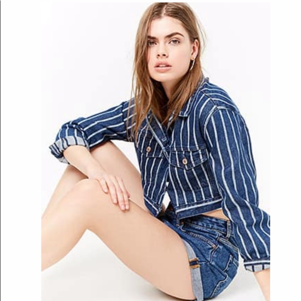 NWT Striped Jean Jacket